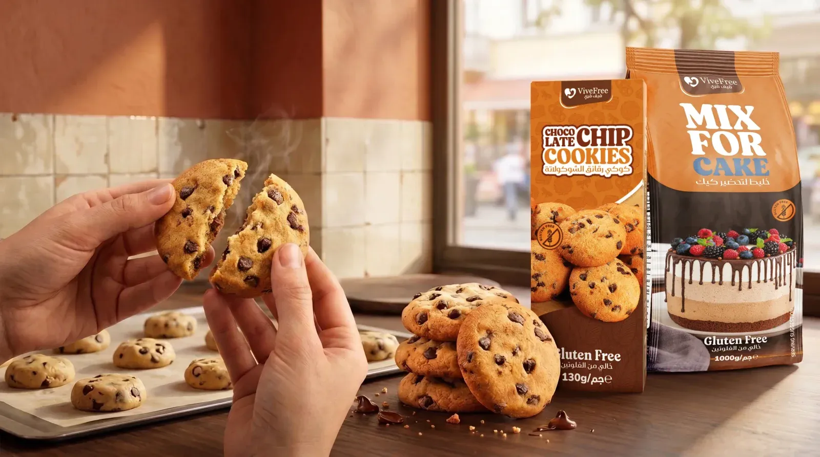Vive Free gluten-free chocolate chip cookies and Mix for Cake